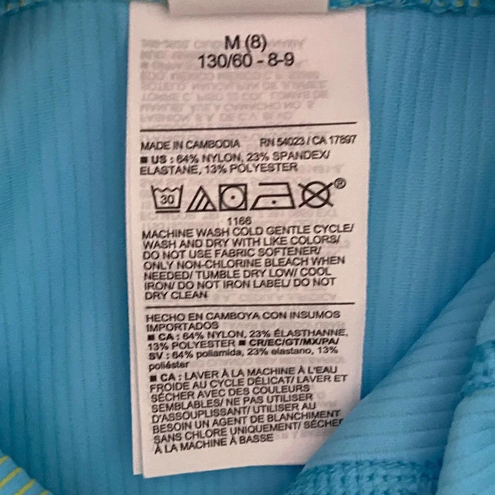 Old Navy NEW PowerSoft Go-Dry High-Rise Leggings Turquoise Lime Pinstripe Size 8